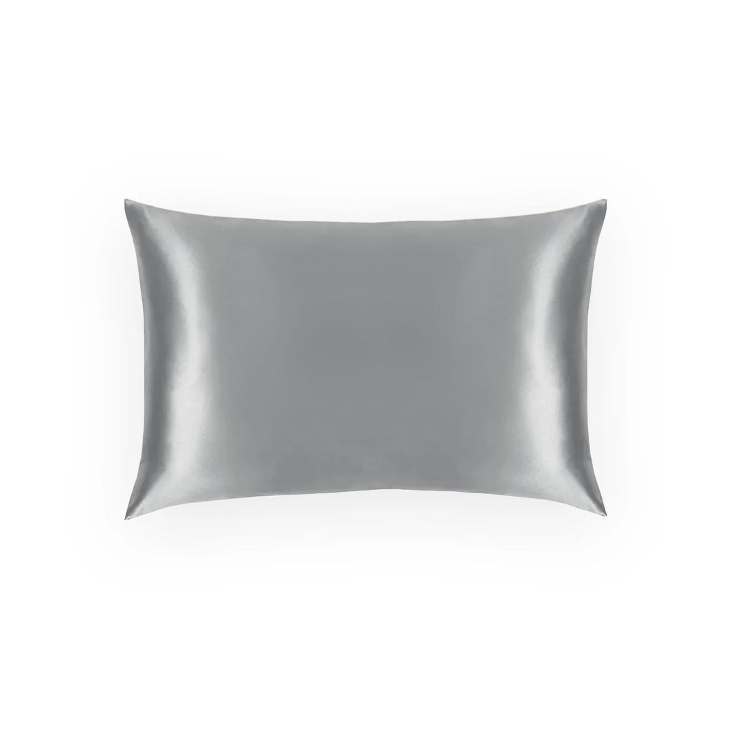 Silver silk pillowcase