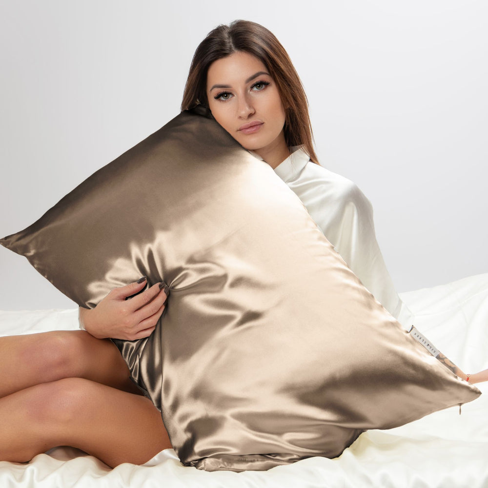 Taupe Silk Pillowcase