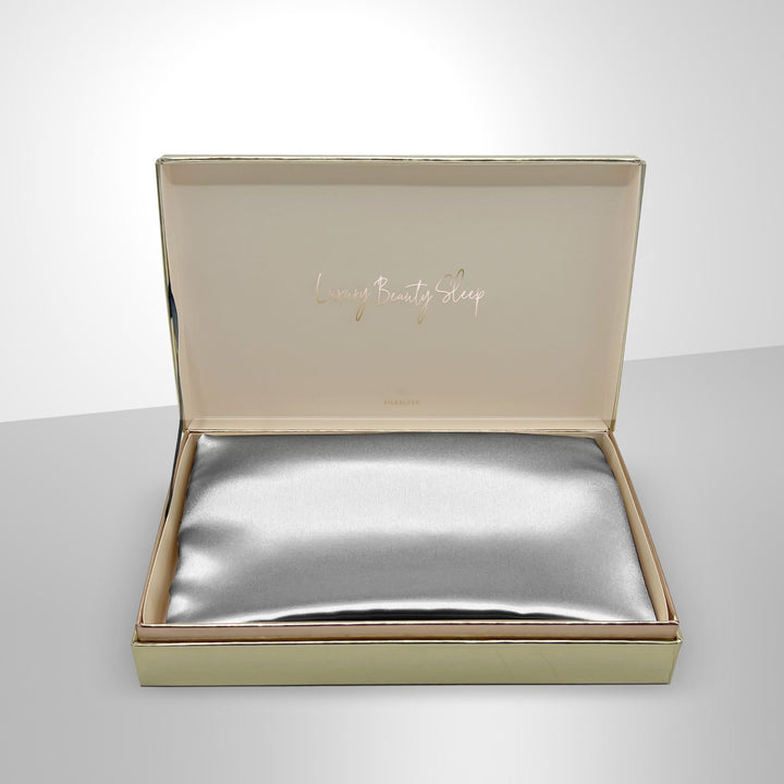 Silver silk pillowcase gift set