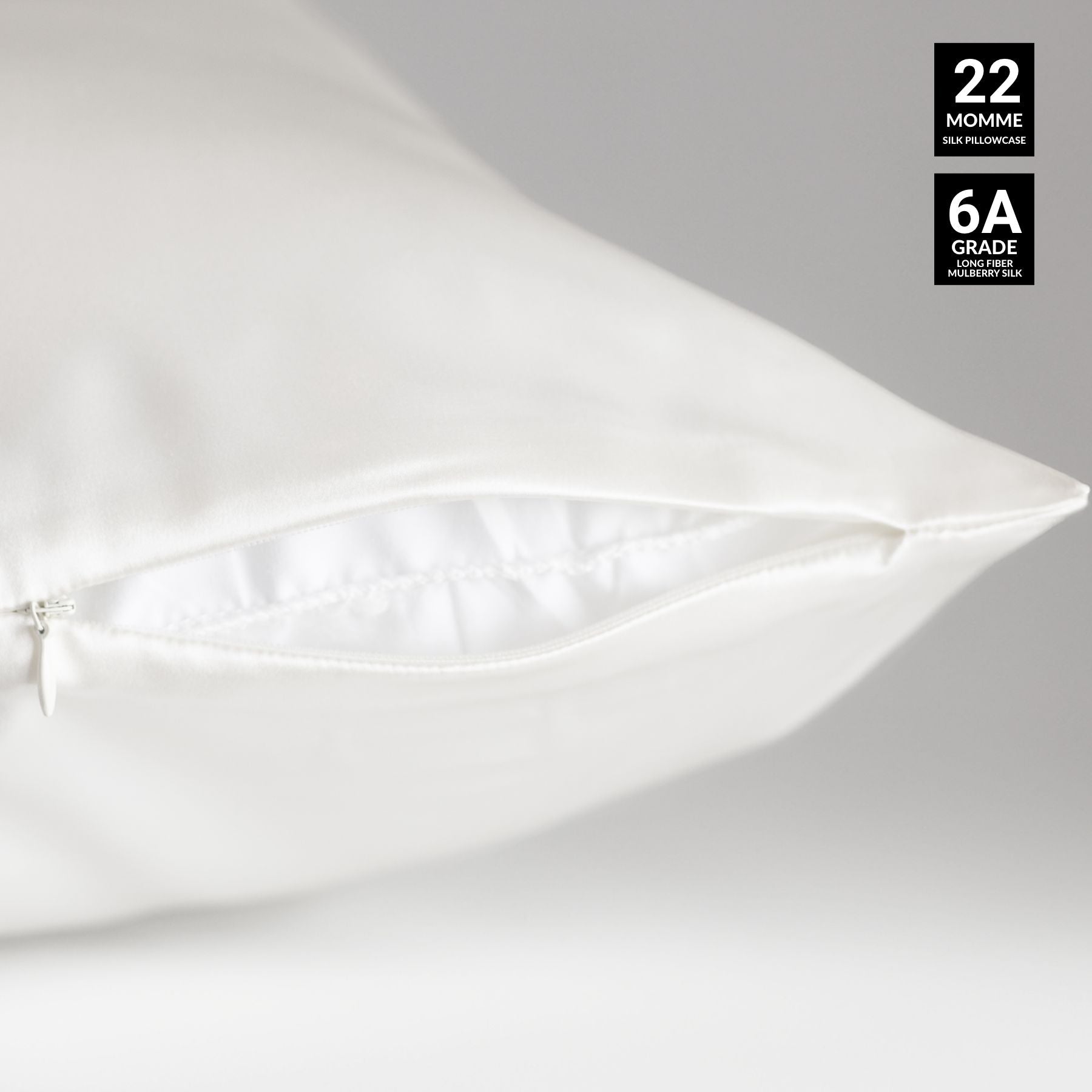 White Silk Pillowcase Zipper