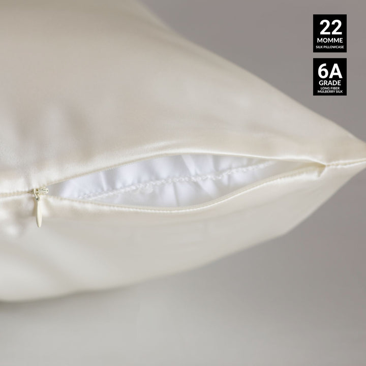 Ivory Silk Pillowcase Hidden Zipper