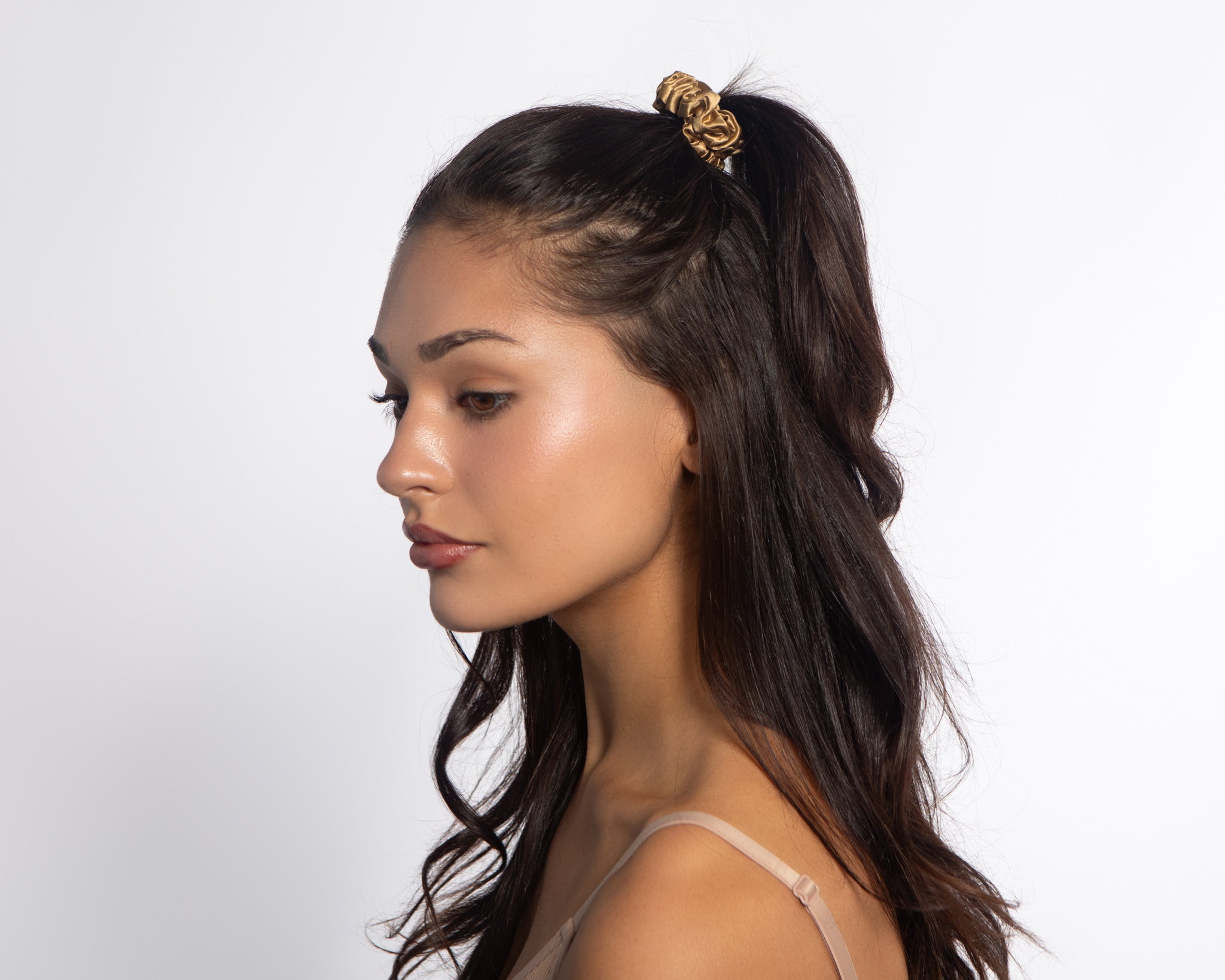 Gold Silk Scrunchie - Midi - SilkSleek