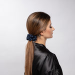 Navy Blue Silk Scrunchie