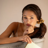 Large Silk Scrunchie Set - Pearl White, Gold, Silver - SilkSleek