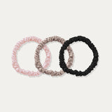 Skinny Silk Scrunchie Set - Barely Blush, Oyster, Black - SilkSleek