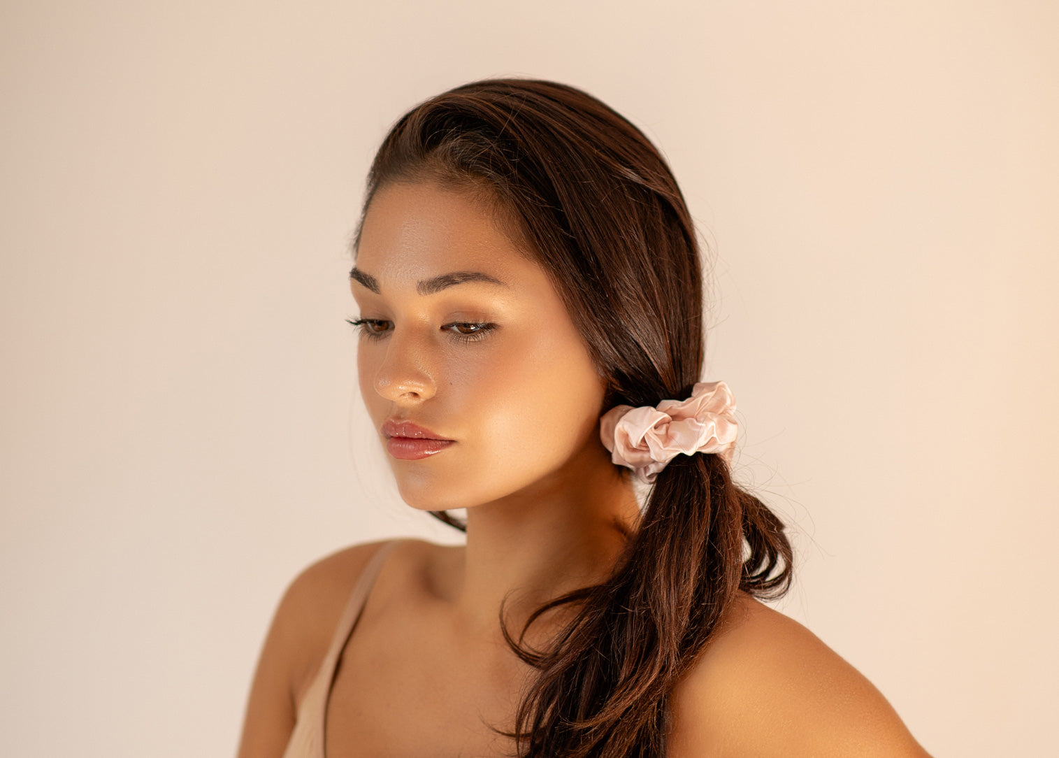 Large Silk Scrunchie Set - Rose Gold, Barley Blush, Pearl White - SilkSleek