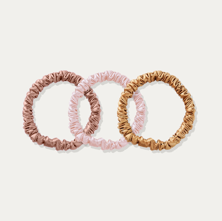 Silk Scrunchie Set - Rose Gold, Barely Blush, Gold - SilkSleek