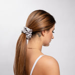 Large Silk Scrunchie Set - Pearl White, Gold, Silver - SilkSleek