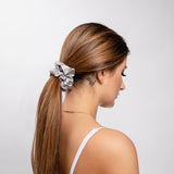 Large Silk Scrunchie Set - Black, Silver, Navy - SilkSleek