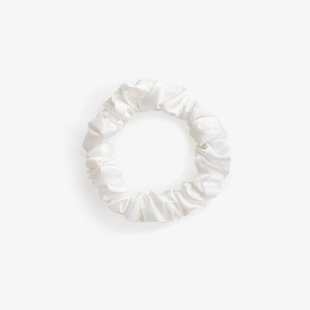 Pearl White Silk Scrunchie - Midi - SilkSleek