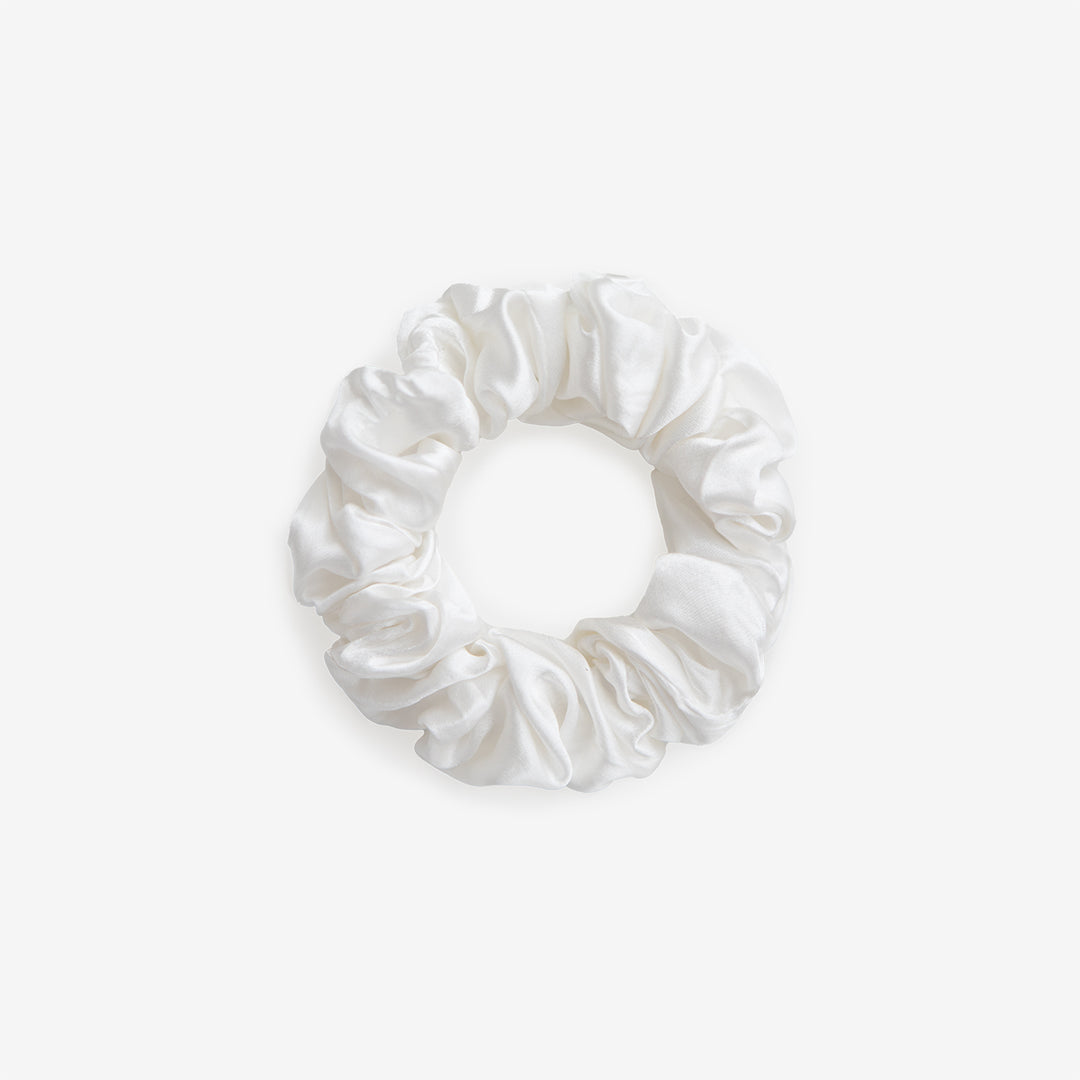 Pearl White Silk Scrunchie - Large - SilkSleek